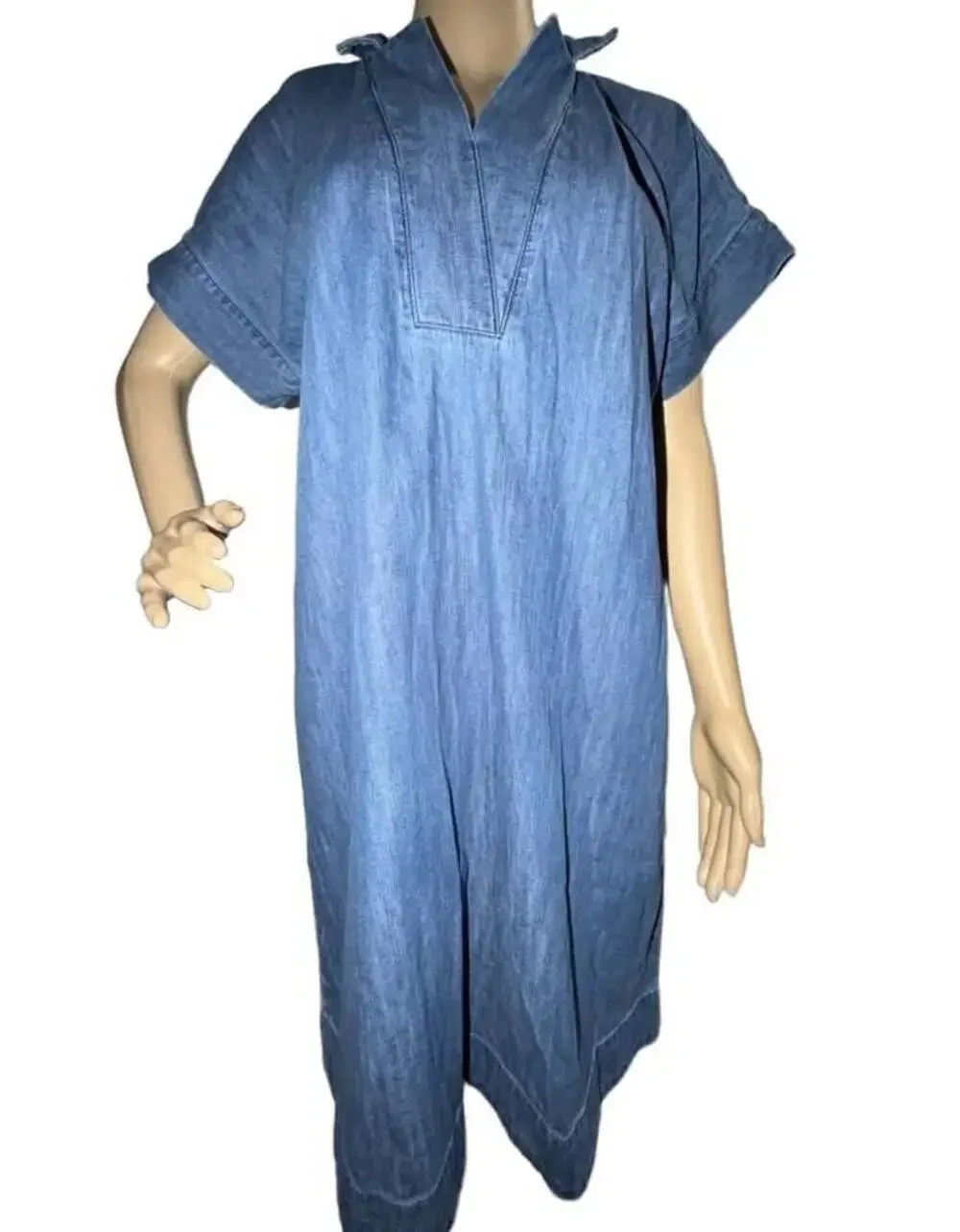 Talbots Women's Short Sleeve Denim Midi Dress